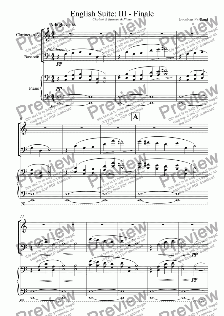 page one of English Suite (III) Adagio - Allegro