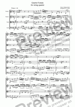 page one of Bach - QUARTET SONATA - for string quartet