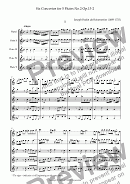 page one of Six Concertos No.2 for five Flutes Op.15-2
