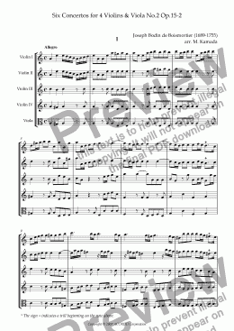 page one of Six Concertos No.2 for four Violins & Viola Op.15-2