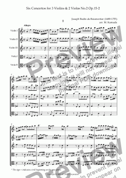 page one of Six Concertos No.2 for three Violins & two Violas Op.15-2