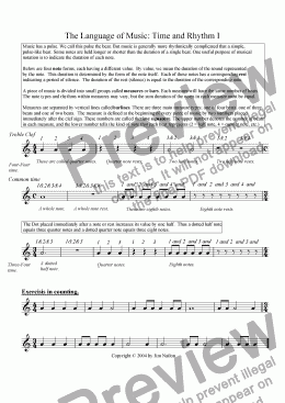 page one of The Language of Music: Time and Rhythm I