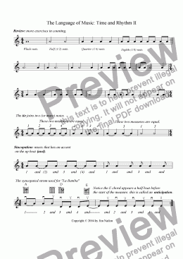 page one of The Language of Music: Time and Rhythm II