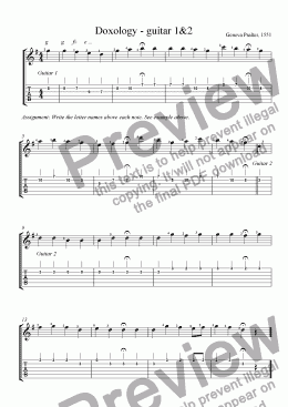 page one of Doxology - guitars 1 & 2