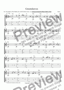 page one of Greensleeves (basic)