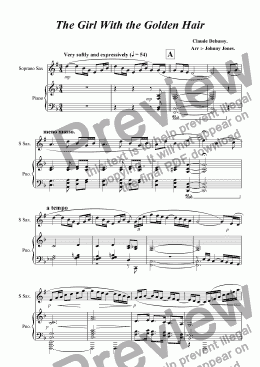 page one of Girl With the Flaxen Hair The.  (Soprano Sax and Piano)