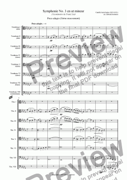 page one of Poco adagio from Symphony No. 3 in c minor for trombone octet