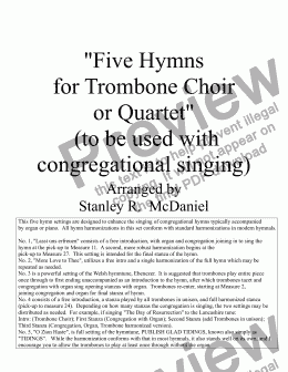 page one of Five Hymns for Trombone Choir