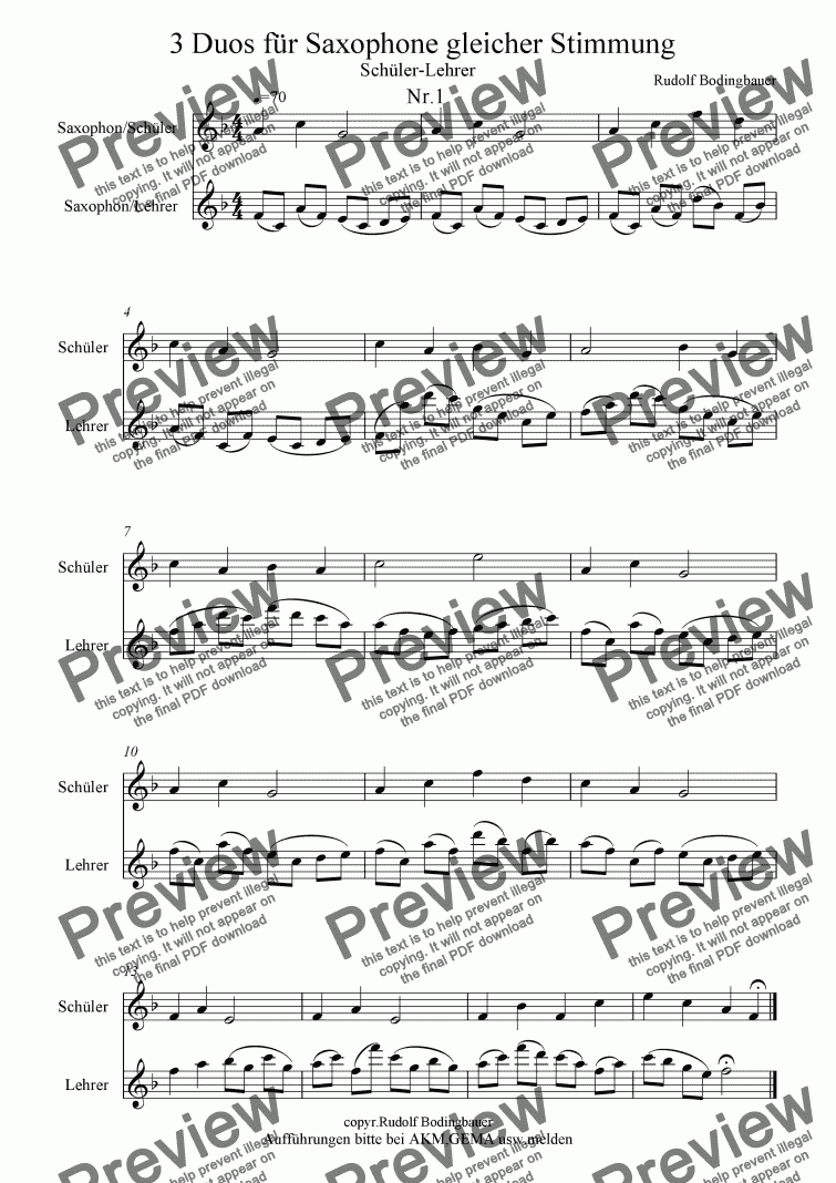 page one of 3  Duos f�r Saxophone