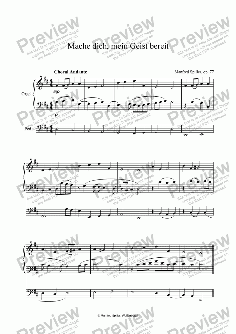 page one of Mache dich, mein Geist bereit. op. 77 für Orgel