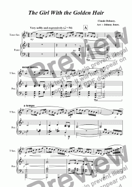 page one of Girl With the Golden Hair The.  (Tenor Sax and Piano)