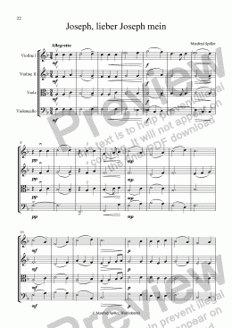 page one of Weihnachtliche Musik für Streichquartett. Joseph, lieber Joseph mein.