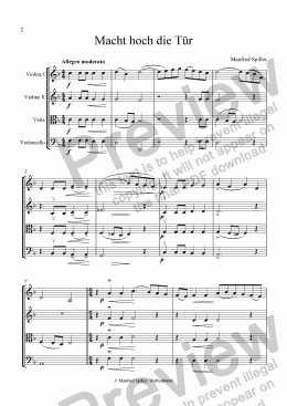 page one of Weihnachtliche Musik für Streichquartett. Macht hoch die Tür.