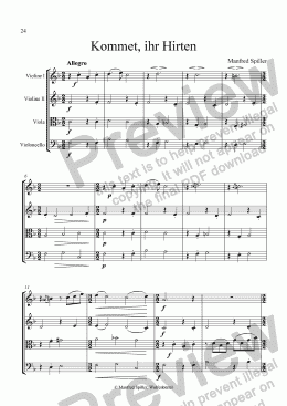 page one of Weihnachtliche Musik für Streichquartett. Kommet ihr Hirten.