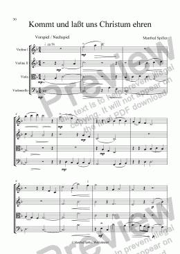 page one of Weihnachtliche Musik für Streichquartett. Kommt und lasst uns Christum ehren.