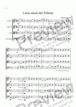 page one of Weihnachtliche Musik für Streichquartett. Leise rieset der Schnee.