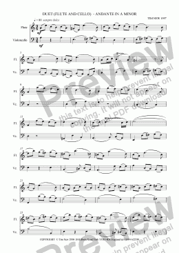 page one of DUET (FLUTE AND CELLO) - ANDANTE IN A MINOR
