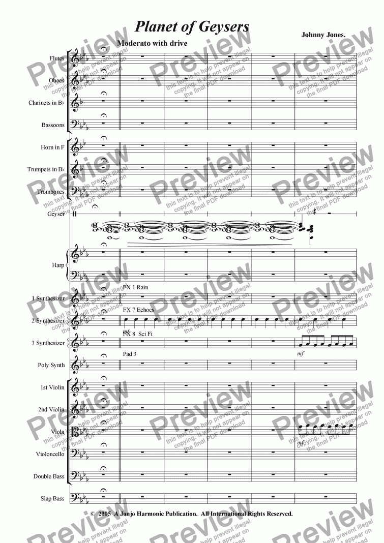 page one of Planet of Geysers   (Studio Orchestra)