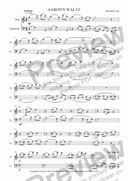page one of AARON’S WALTZ (DUET FOR FLUTE AND ’CELLO)