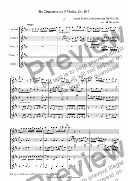 page one of Six Concertos No.3 for five Violins Op.15-3