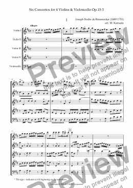 page one of Six Concertos No.3 for four Violins & Violoncello Op.15-3