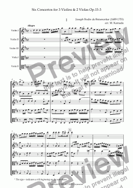 page one of Six Concertos No.3 for three Violins & two Violas Op.15-3