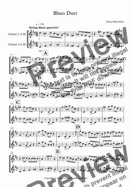page one of Blues Duet for Clarinet in Bb