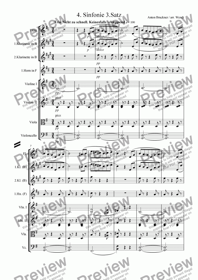 page one of Octet from Bruckners 4th Symphony,3rd movement (TRIO)