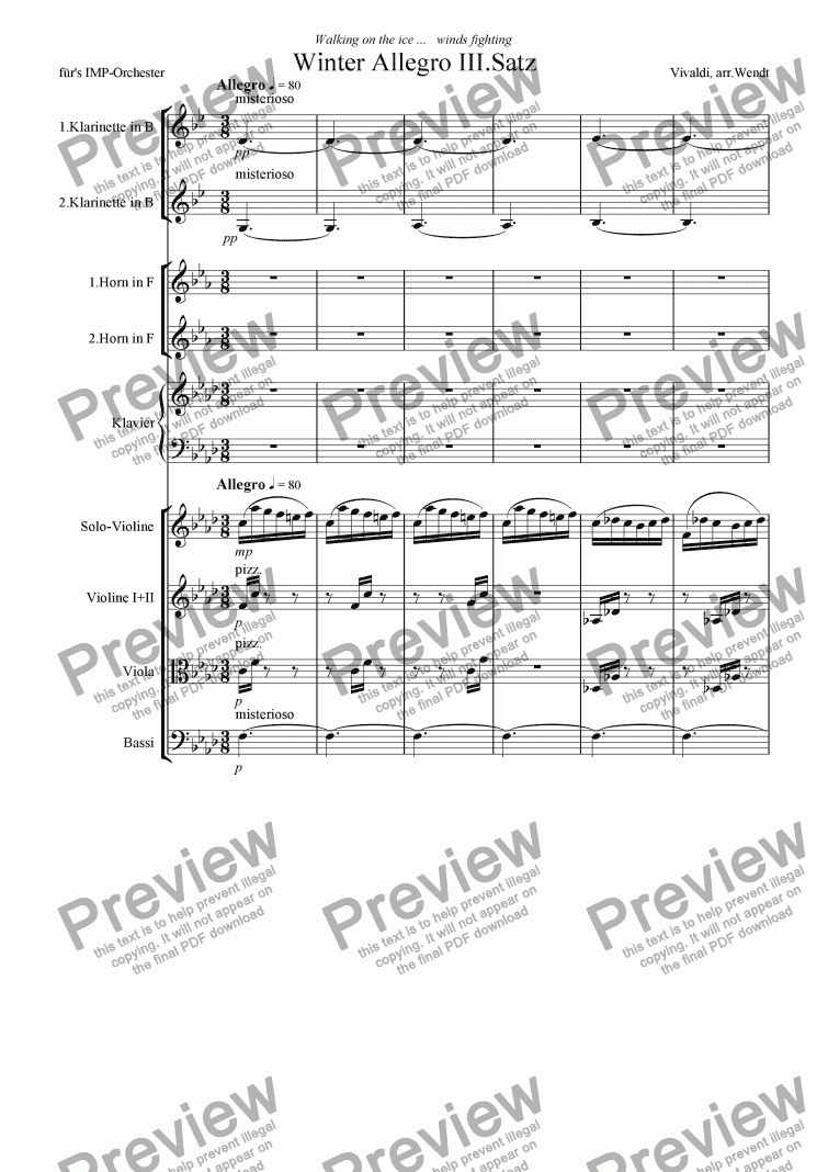 page one of !�3. Winter of  Vivaldis 4 seasons