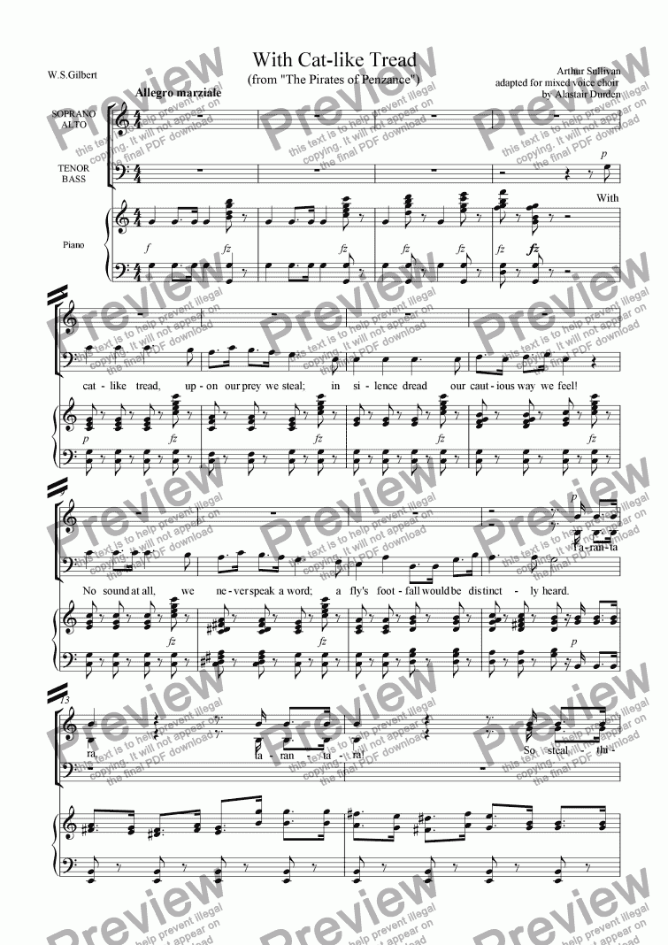 page one of With cat-like tread ("The Pirates of Penzance")