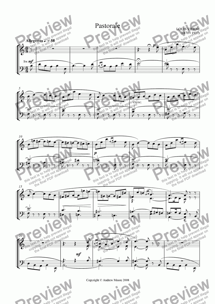 page one of Pastorale for organ
