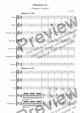 page one of Svit für liten orkester - Sats 1 - Allegretto