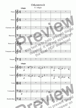 page one of Svit f�r liten orkester - Sats 2 - Adagio