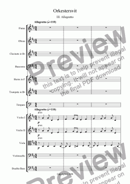 page one of Svit f�r liten orkester - Sats 3 - Allegretto