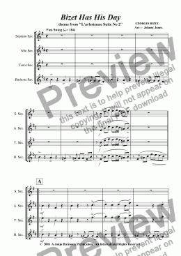 page one of Bizet Has His Day   (Saxophone Quartet)