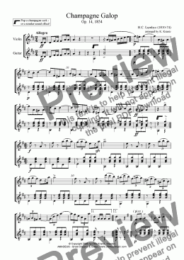 page one of Champagne Galop for violin and guitar