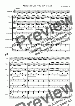 page one of Vivaldi Mandolin Concerto in C Major RV425