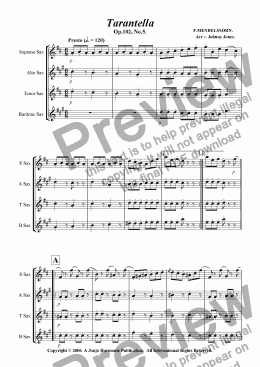 page one of Tarantella   (Saxophone Quartet)