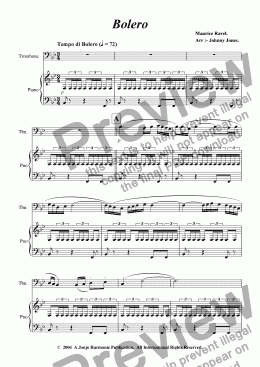 page one of Bolero   (Trombone and Piano)