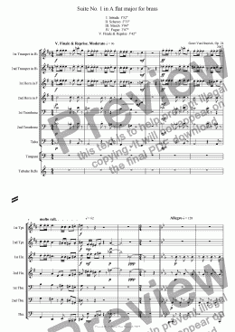 page one of Suite No. 1 in A flat major for brass, Op. 24 - V. Finale & Reprise