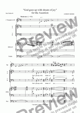 page one of ’God goes up with shouts of joy’ for SATB, trumpets & organ - for Ascension