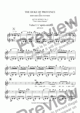 page one of Act II, Scene I: No. 3 "Trois valses"