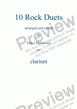 page one of 10 Rock Duets for Clarinet