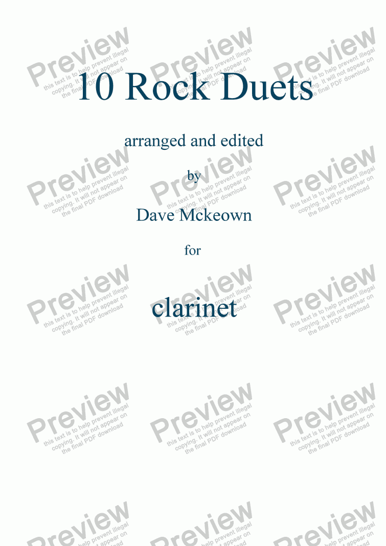 page one of 10 Rock Duets for Clarinet