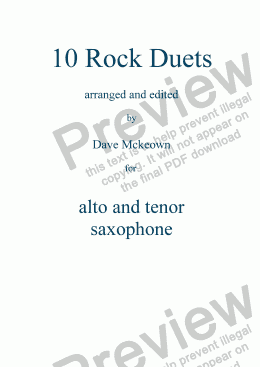 page one of 10 Rock Duets for Alto and Tenor Saxophone