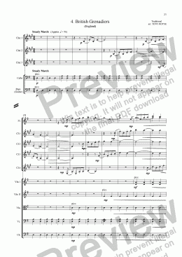 page one of The British Grenadiers for School Orchestra