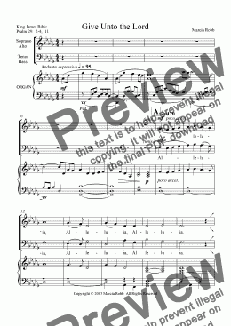 page one of Give Unto the Lord  (SATB choir & ORGAN)