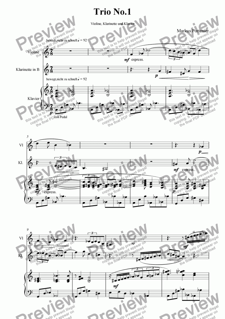 page one of Klaviertrio 1st Movement