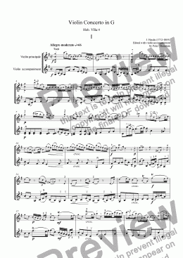 page one of Haydn Violin Concerto in G