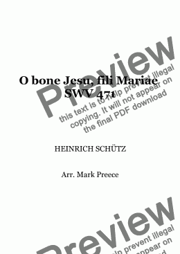 page one of Schutz - O Bone Jesu, fili Mariae SWV 471